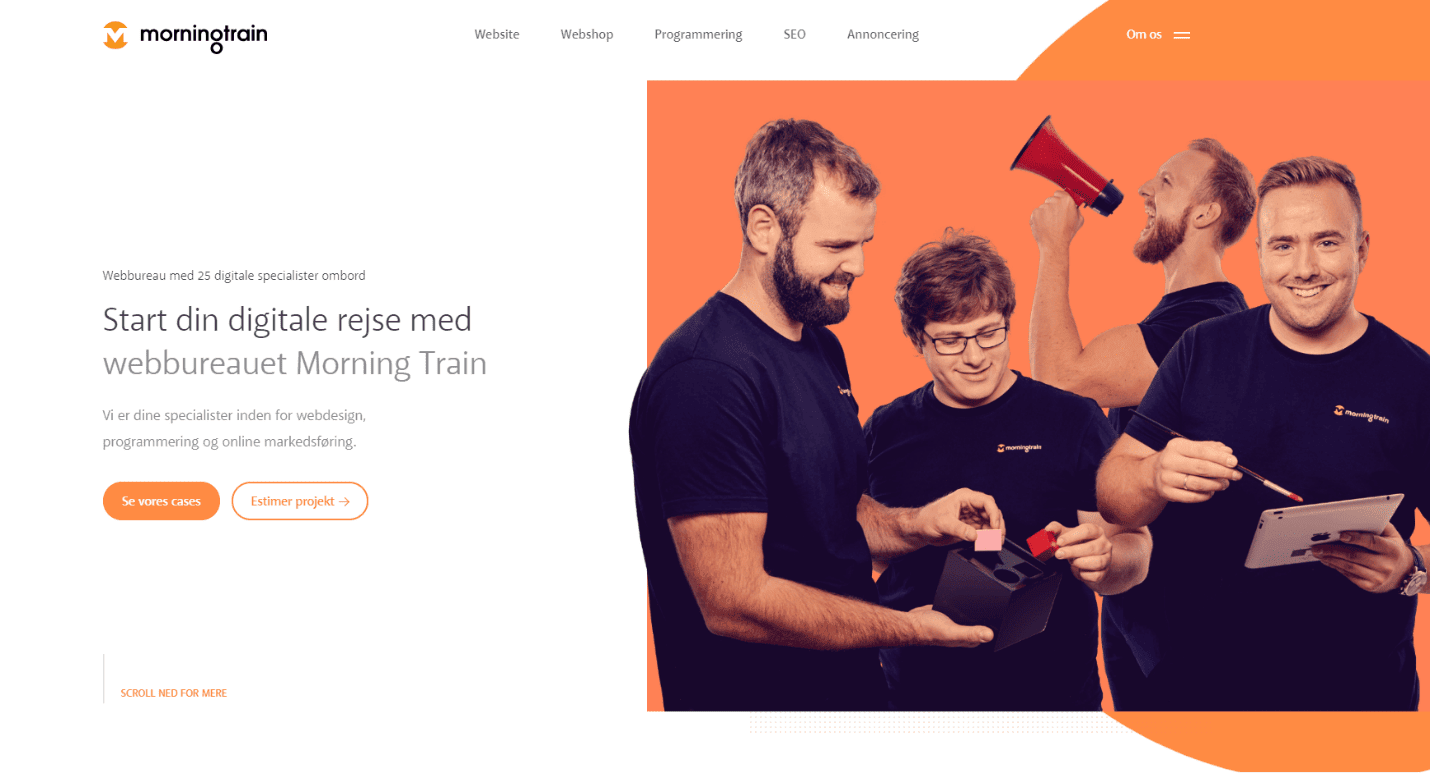Screenshot af Morningtrains hjemmeside