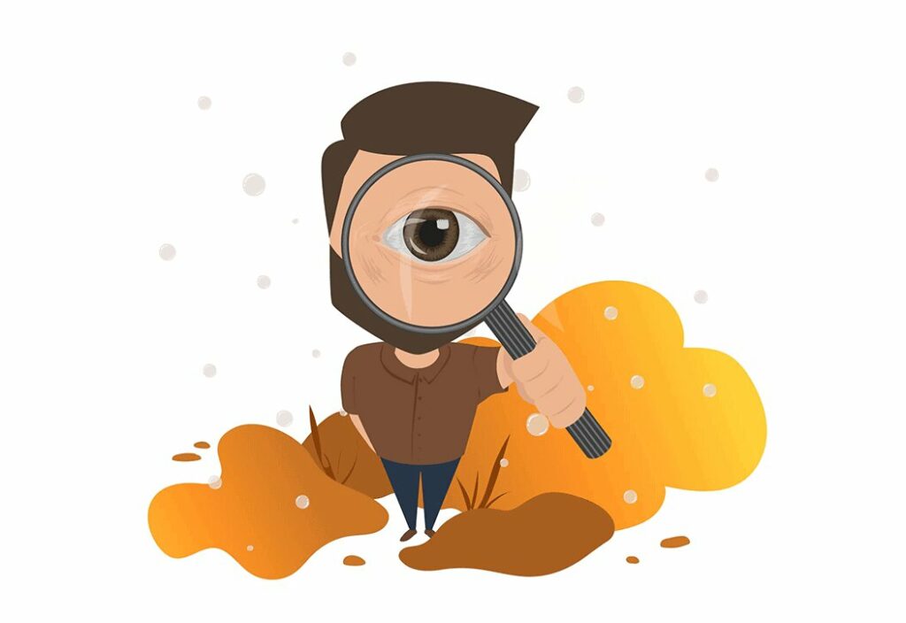 Morgan med en forstorrelsesglas