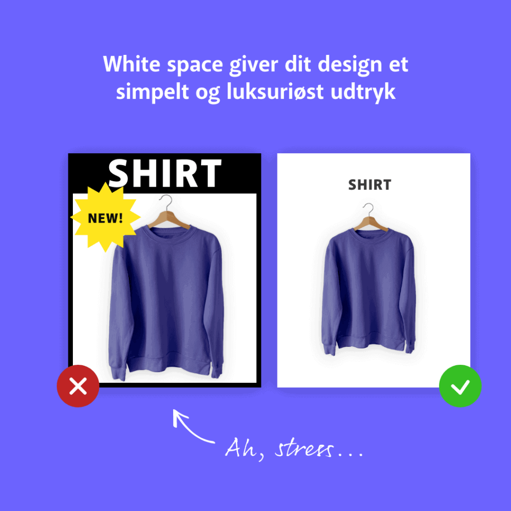 Illustration af et dårligt opsat billede og et godt opsat billede